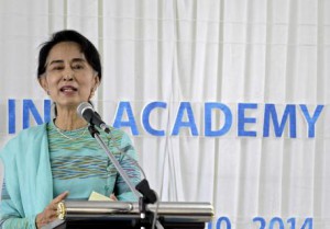 Suu Kyi attends the Hospitality and Catering Traning Academy