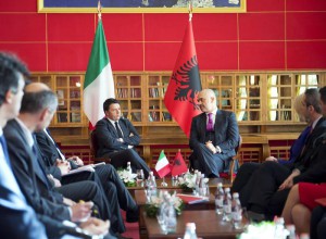 Italian Prime Minister Matteo Renzi visits Tirana