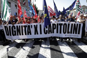 Manifestazione e corteo dei dipendenti del Comune di Roma, C