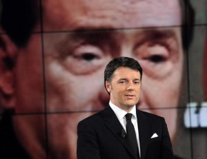 Italian Premier Matteo Renzi at Italian tv show 'Porta a Porta'