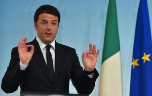 Prime Minister Matteo Renzi at the end of the Council of Ministers