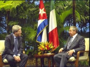 Gentiloni a Cuba incontra Raul Castro