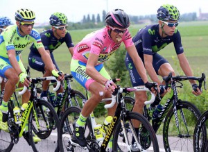 98th Giro d'Italia: Spanish rider Alberto Contador (C) of the Tinkoff-Saxo 