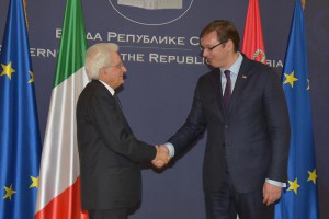 Il Presidente della Repubblica Sergio Mattarella con  Aleksandar Vucic, Primo Ministro della Repubblica di Serbia
