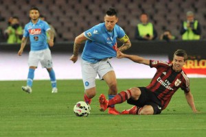 Napoli's midfielder Marek Hamsik in action during the italian serie A soccer match between SSC Napoli and AC Milan at San Paolo 