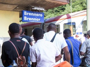 A photo made available 10 August 2015 of asylum seekers crowding the Brenner railway station on the border between Tyrol, Austria and South Tyrol, Italy, 09 August 2015. EPA/EXPA/JOHANN GRODER