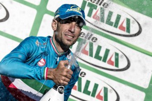 Vincenzo Nibali of Astana Pro Team celebrates on the podium of the Giro di Lombardia cycling race, over 245 km from Bergamo to Como, Italy, 4 October 2015. ANSA/ANGELO CARCONI