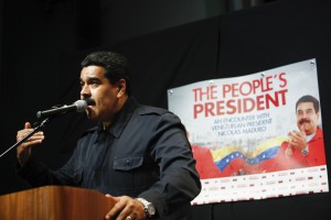 Venezuela's President Nicolas Maduro speaks during a meeting in New York, in this handout photo provided by Miraflores Palace on September 23, 2014. 