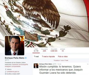 Il Tweet del presidente Messicano, Enrique Peña Nieto, tratto dal suo profilo (@FPN)
