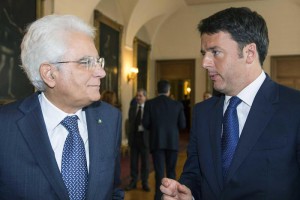 Italian President Sergio Mattarella meets Italian Premier Matteo Renzi ahead of an EU summit tomorrow, at Quirinale Palace, Rome, 14 October 2015. ANSA / US QUIRINALE - PRESS OFFICE
