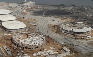 An aerial view of the Rio 2016 Olympic Park construction site in Rio de Janeiro, Brazil, July 29, 2015. REUTERS/Ricardo Moraes