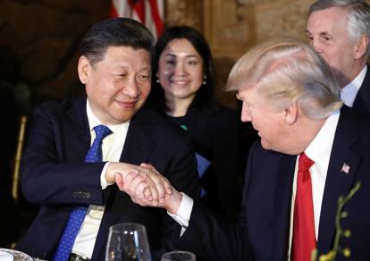 Foto archivio dell'incontro dei presidenti Donald Trump e Xi-Jinping