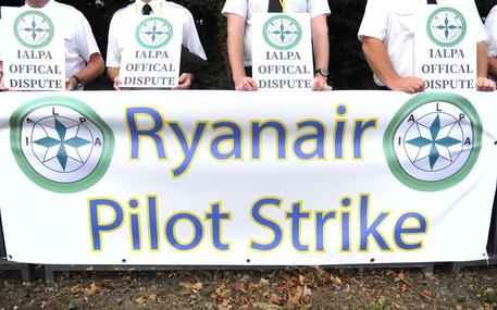 Manifestazione di piloti della Ryanair, annunciando lo sciopero.