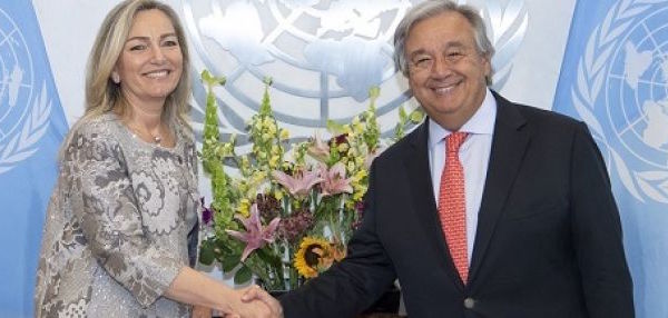 L'Ambasciatrice Mariangela Zappia con il Segretario Generale dell'Onu, Antonio Guterres.