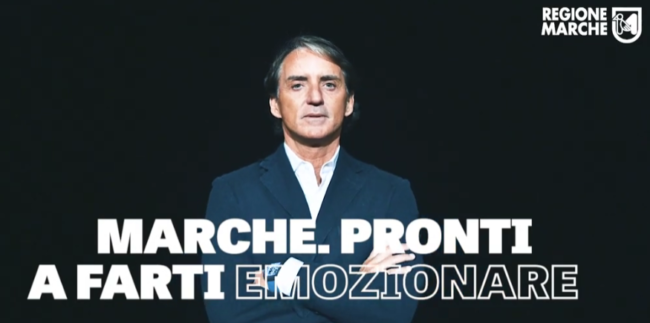 Roberto Mancini, testimonial d'eccezione per la Regione Marche.