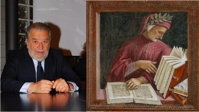 Il regista Pupi Avati ed un quadro di Dante.
