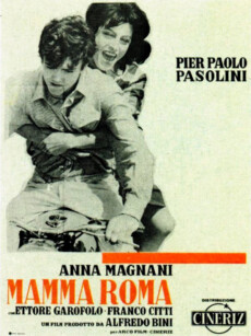 Il manifesto del film "Mamma Roma", di Pier Paolo Pasolini, con Anna Magnani come protagonista.